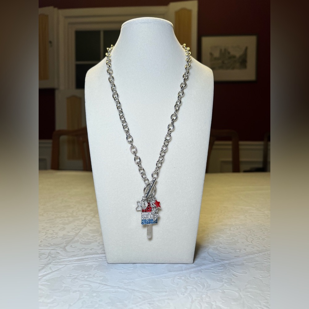 Lane Bryant Silver Toned Necklace with Red and Blue Accents